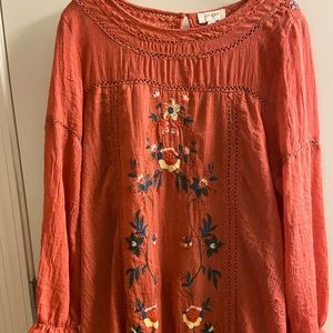 Umgee Bohemian Embroidered Long Sleeve Dress
